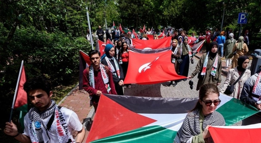 Ankara Üniversitesinde Filistin'e destek yürüyüşü düzenlendi
