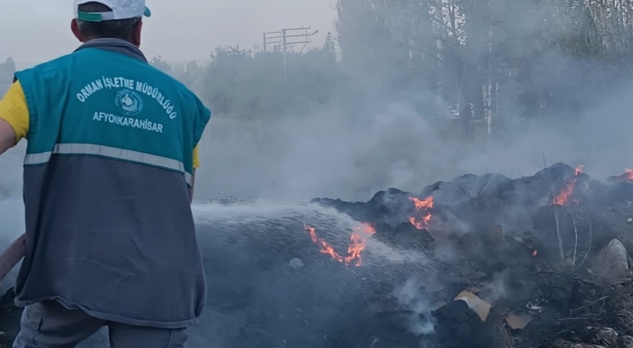 Afyonkarahisar'da otluk alanda yangın