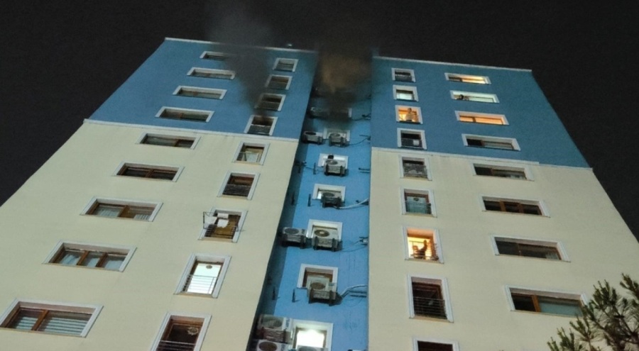 10 katlı binada korkutan yangın