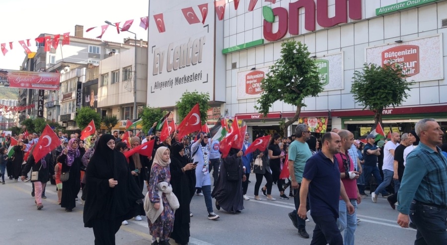 Bursa Gemlik'te Gazze'ye destek yürüyüşü