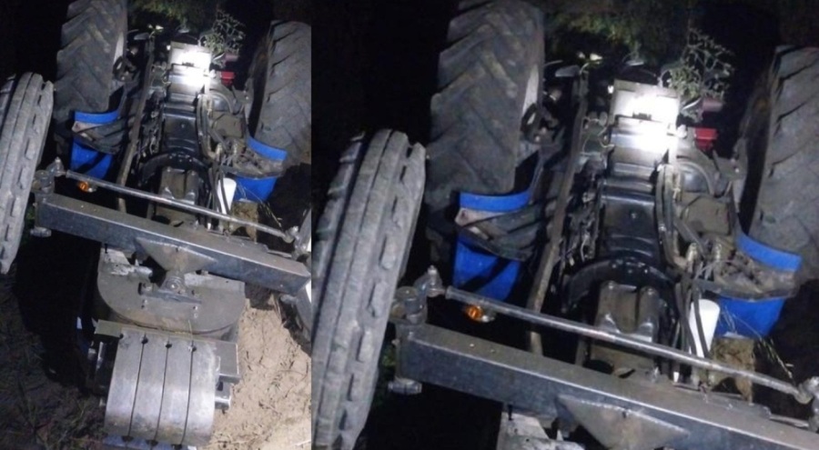 Devrilen traktörün sürücüsü can verdi