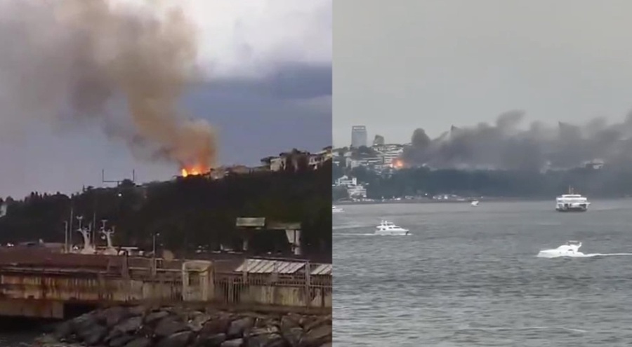 Ahşap bina alev alev yandı