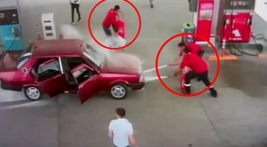 Akaryakıt istasyonunda facianın eşiğinden dönüldü