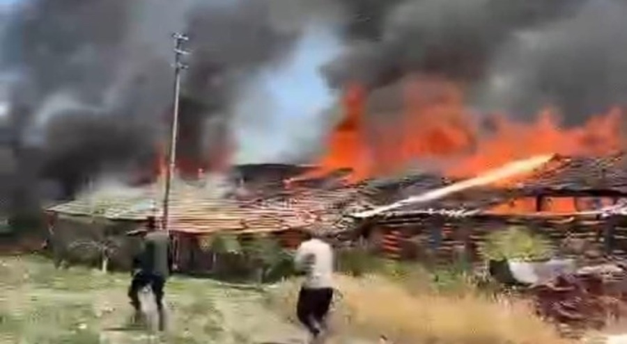 Ahırda çıkan yangında 12 büyükbaş hayvan telef oldu