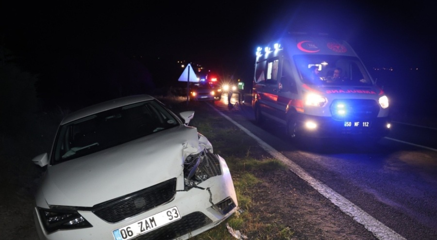 Otomobil domuza çarptı: 4 yaralı