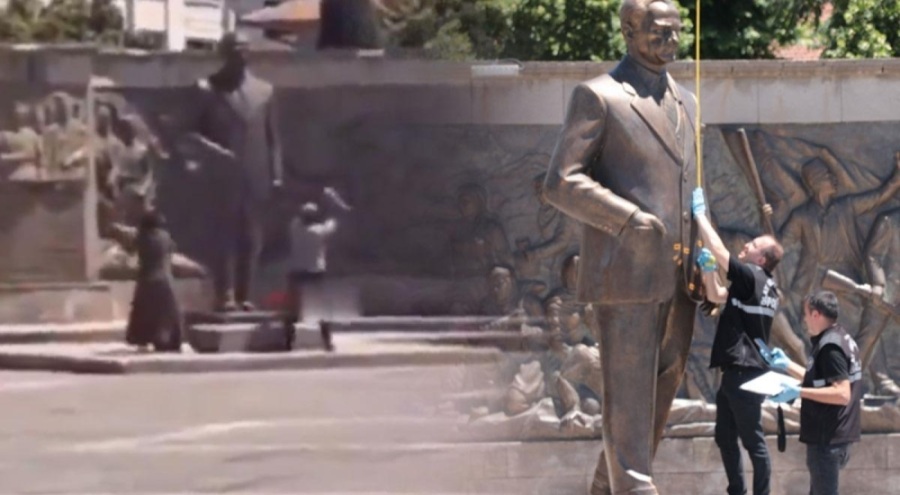 Kayseri'de Atatürk Anıtı'na baltalı saldırı: Ben Mesih'im