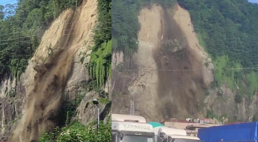 Rize'de toprak kayması meydana geldi