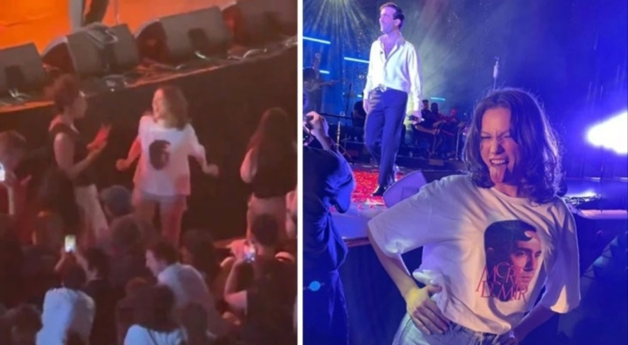 Oyuncu Serenay Sarıkaya, sevgilisi Mert Demir'i Harbiye konserinde yalnız bırakmadı