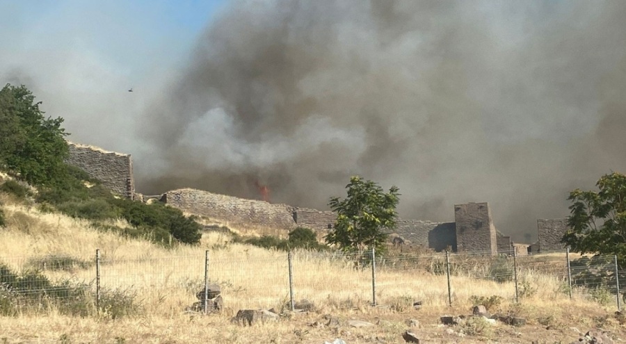 Assos Behram köyünde korkutan yangın