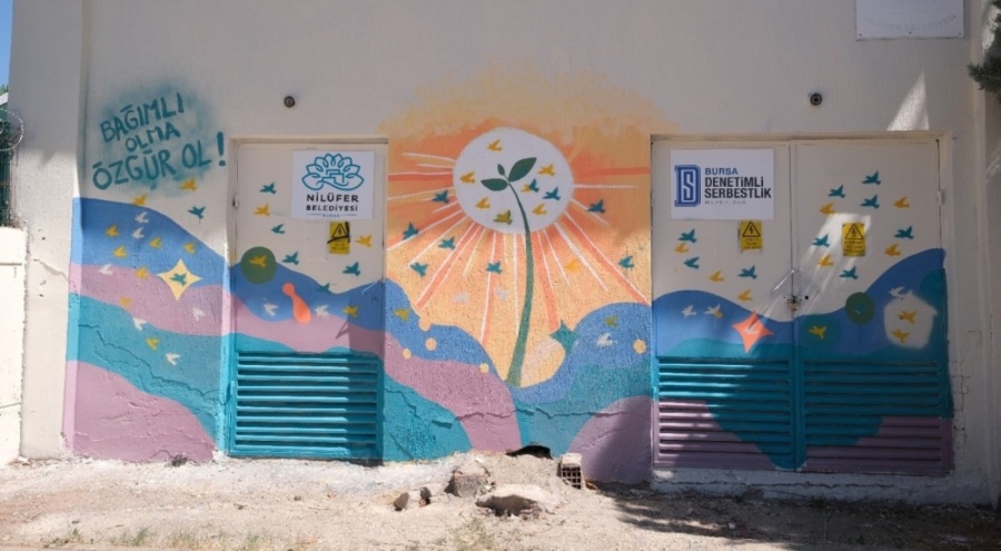 Nilüfer'de uyuşturucuya farkındalık için grafiti etkinliği yapıldı