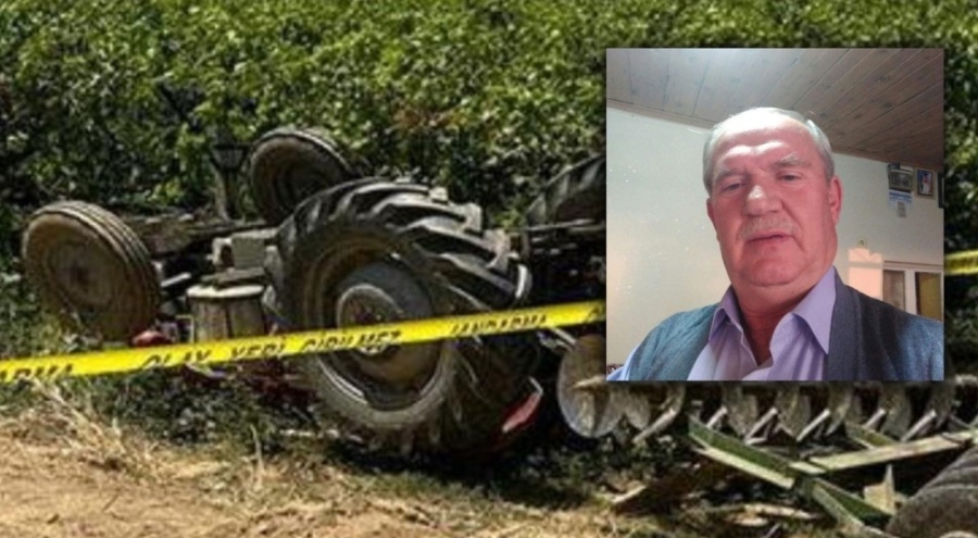 Devrilen traktörün altında can verdi