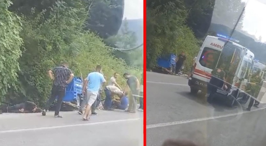 Tarım aracı devrildi, 5 kişi yaralandı