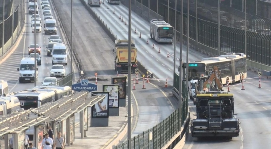 Haliç Köprüsü'nde asfalt yenileme çalışması başladı