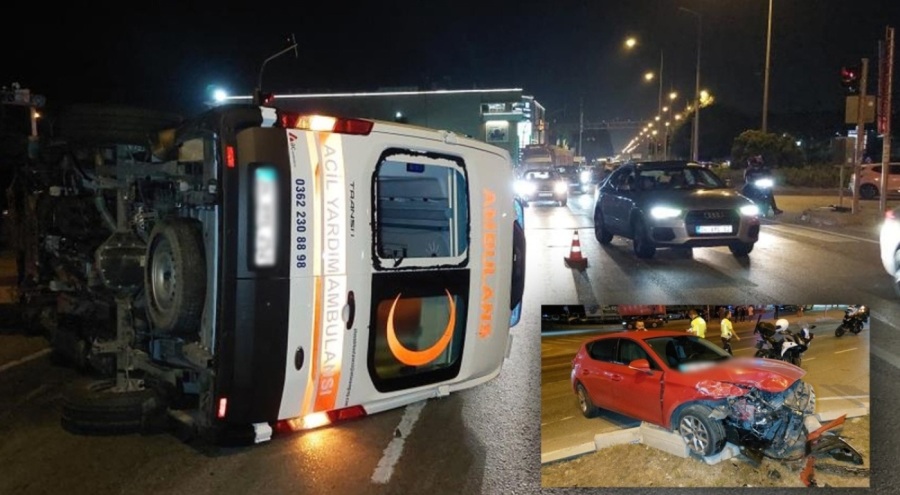 Otomobil ile ambulans çarpıştı: 3 yaralı