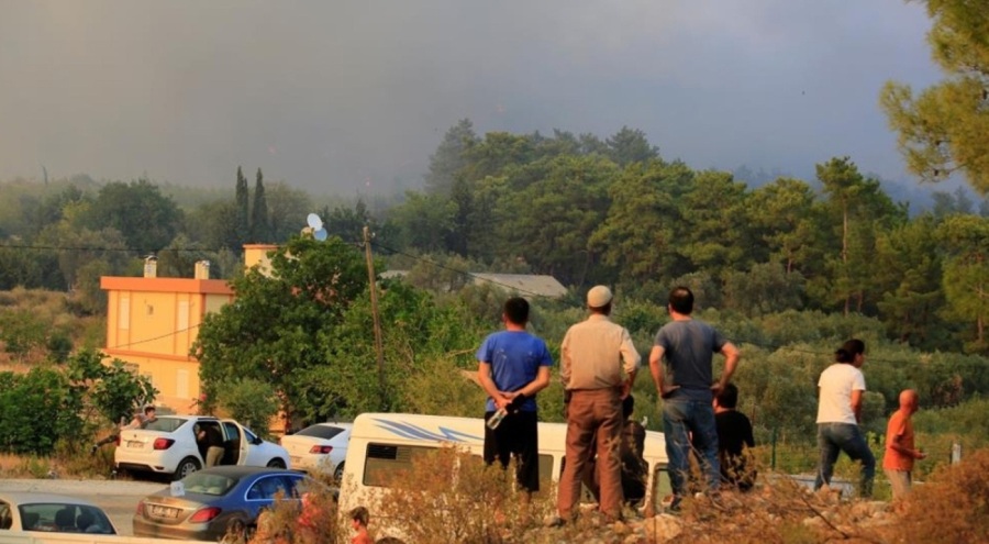 Antalya'daki orman yangınında 7 ev tahliye edildi