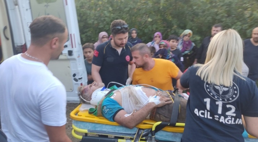 Fındık bahçesinde tırpan yaparken 60 metre yükseklikten yuvarlandı