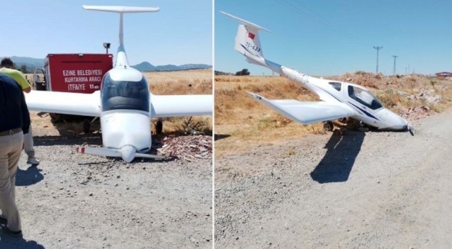 Çanakkale'de eğitim uçağı sert iniş yaptı