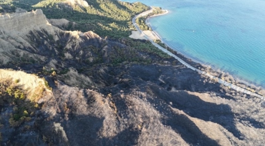 Tarihi Gelibolu Yarımadası'ndaki yangında etkilenen Anzak Koyu havadan görüntülendi