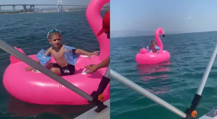 Küçük çocuk deniz simidiyle açıklara sürüklendi