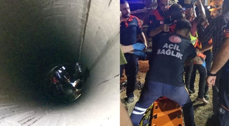 24 metrelik kuyuya düşen işçi kurtarıldı