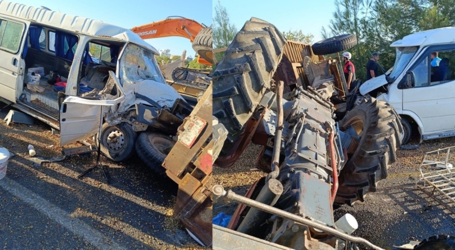 Minibüs traktöre çarptı: Çok sayıda yaralı var