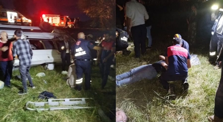 Yolcu minibüsü devrildi! Çok sayıda yaralı var