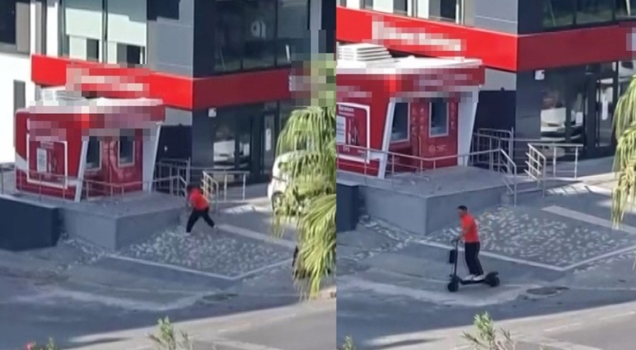 Sopa ve çöp bidonlarıyla vurarak ATM'lere zarar verdi!