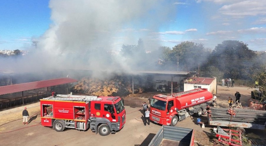 Edirne'de çiftlik yangını: Samanlar ve çeltikler yanarak küle döndü
