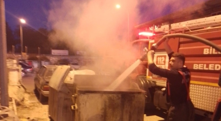 Çöp konteynırında yangın çıktı!