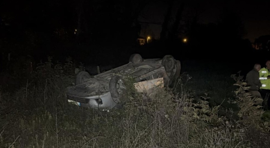 Virajı alamayan otomobil takla attı: 2 yaralı