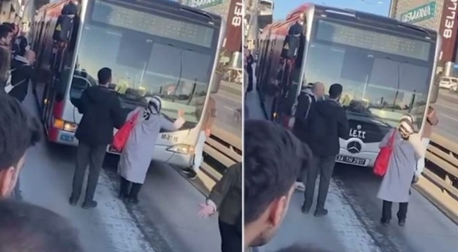 Yolcu almayan metrobüse sinirlendi! Perona inip yol kesti