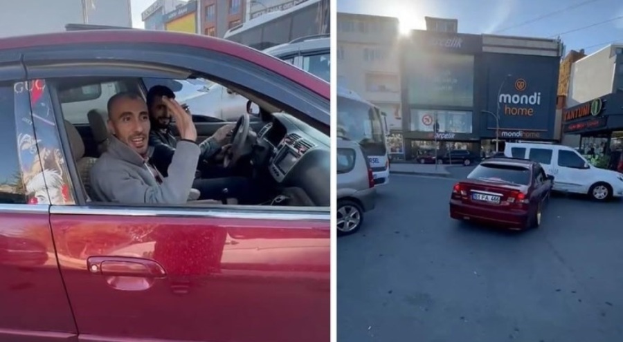 Direksiyona geçer geçmez kaza yaptı!