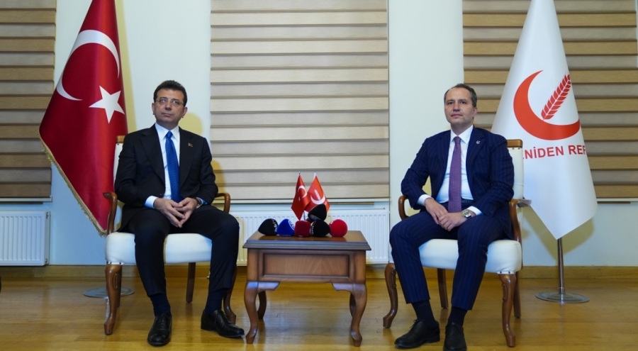 İmamoğlu'ndan Yeniden Refah Partisi Genel Başkanı Erbakan'a ziyaret