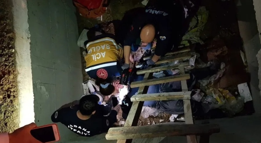 İnşaatta kuyuya düşen kişi kurtarıldı