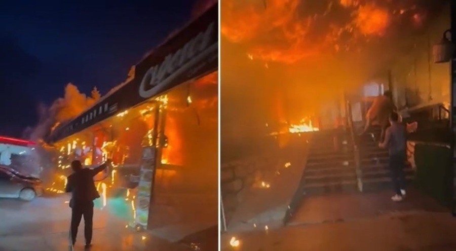 Ahşap restoranda yangın