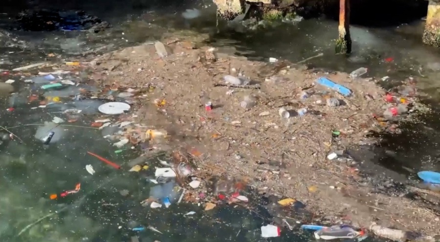 Beykoz'da denize atılan çöpler sahile vurdu