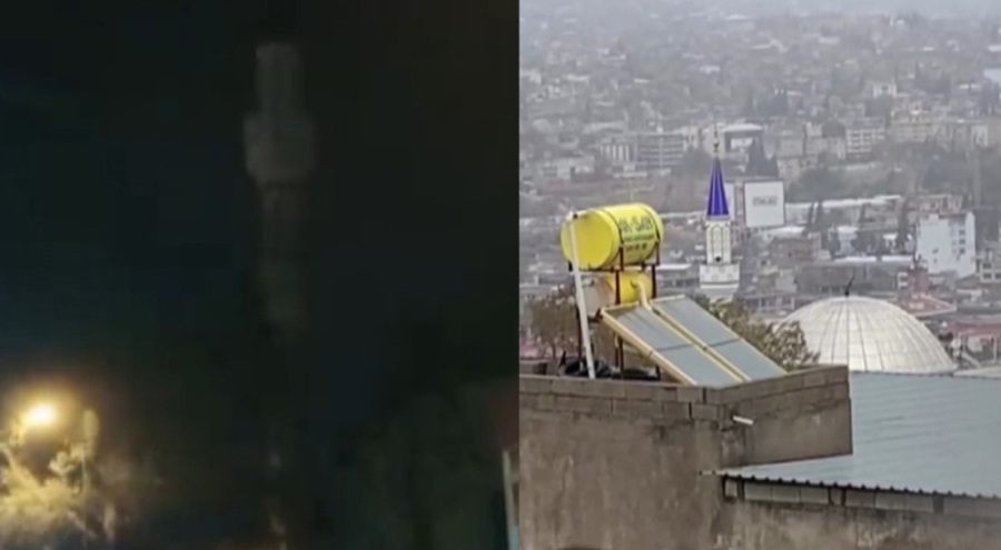 Gündüz sallanan minare akşam devrildi!