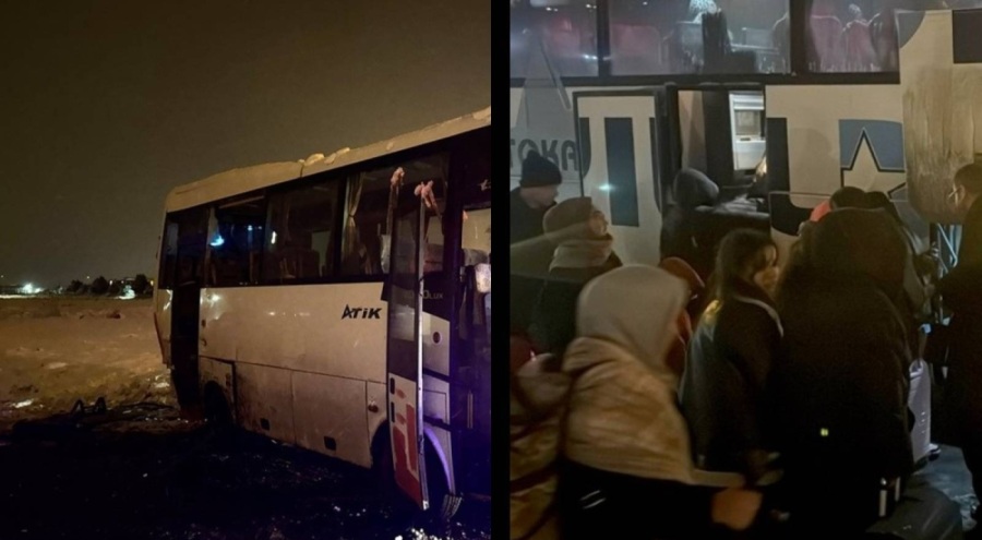 Yolcu otobüsü ile işçi servisi çarpıştı: 17 yaralı