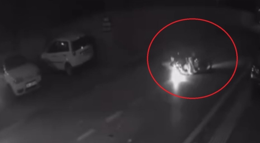 Bursa'da motosikletlilerin karıştığı ilginç kaza kamerada