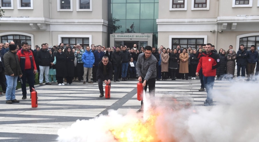Osmangazi Belediyesi deprem ve yangın tatbikatı düzenledi