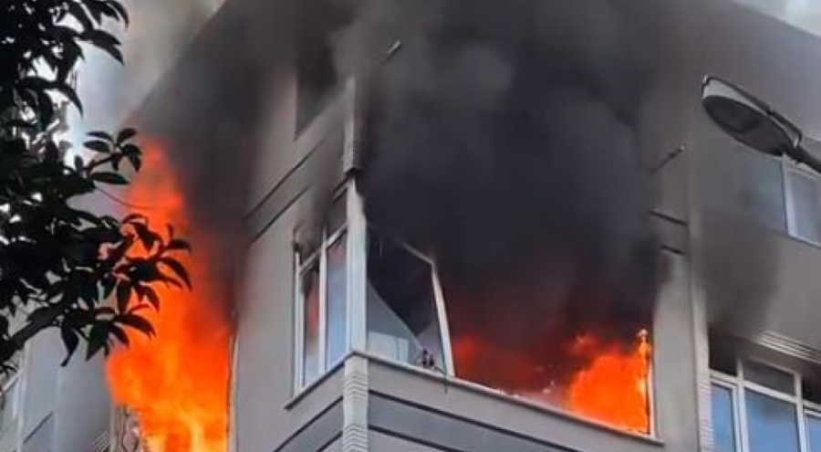 4 katlı binada korkutan yangın