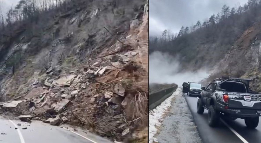 Hopa-Borçka karayolu heyelan nedeniyle ulaşıma kapandı