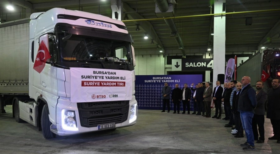 Bursa'da Suriye'ye 24 tır insani yardım malzemesi gönderildi