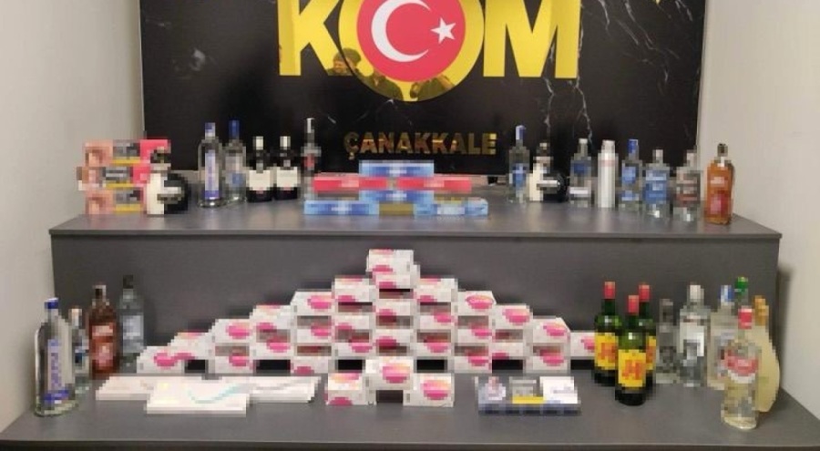 Çanakkale'de kaçak alkol ve sigara operasyonu