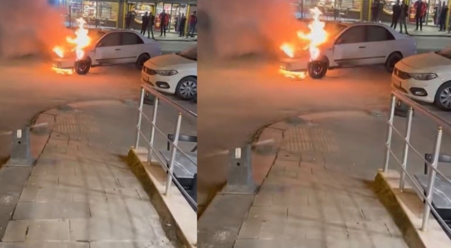 Seyir halindeki otomobil cayır cayır yandı!