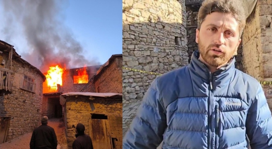 Ev, alev alev yandı! Canlarını zor kurtardılar