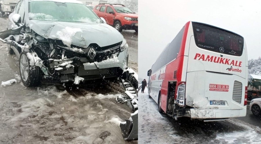 Bolu'da kar yağışı sebebiyle trafik kazaları peş peşe geldi