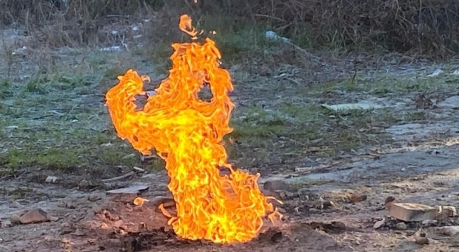 Sondaj çalışması sırasında çıkan gaz 8 gündür duraksız yanıyor