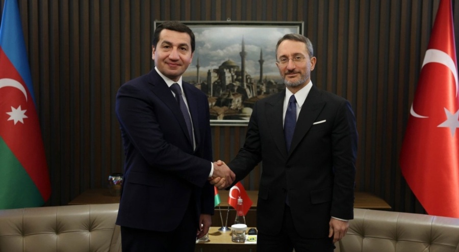 Fahrettin Altun, Azerbaycan Cumhurbaşkanı Yardımcısı Hacıyev ile görüştü