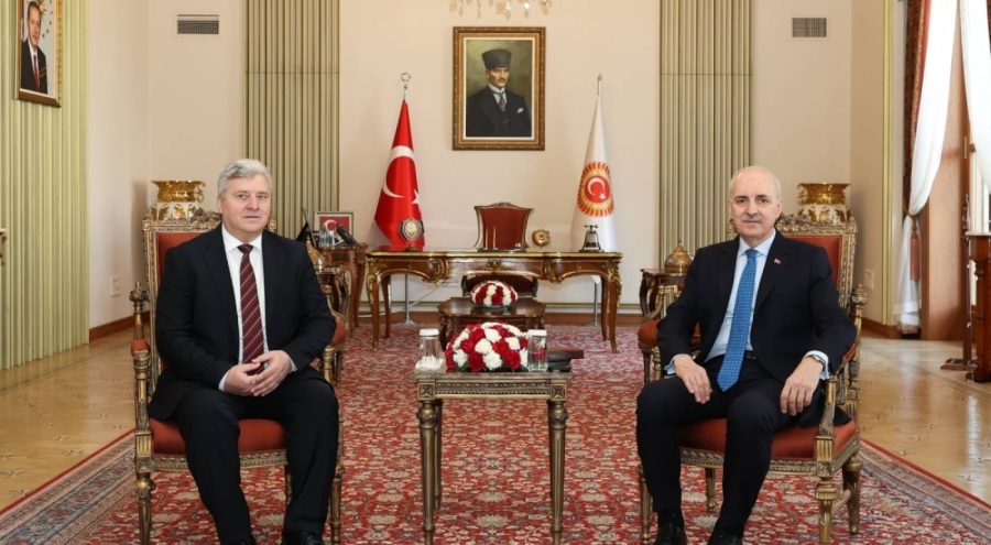 TBMM Başkanı Kurtulmuş, eski Kuzey Makedonya Cumhurbaşkanı İvanov ile görüştü